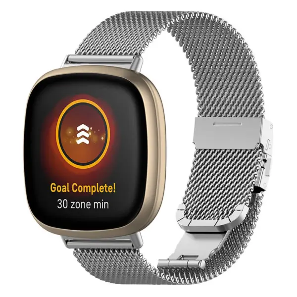 fb.m126.ss Main Silver StrapsCo Stainless Steel Milanese Mesh Watch Band Strap for Fitbit Versa 3 Fitbit Sense
