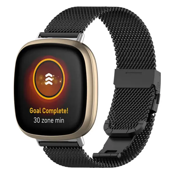 fb.m126.mb Main Black StrapsCo Stainless Steel Milanese Mesh Watch Band Strap for Fitbit Versa 3 Fitbit Sense