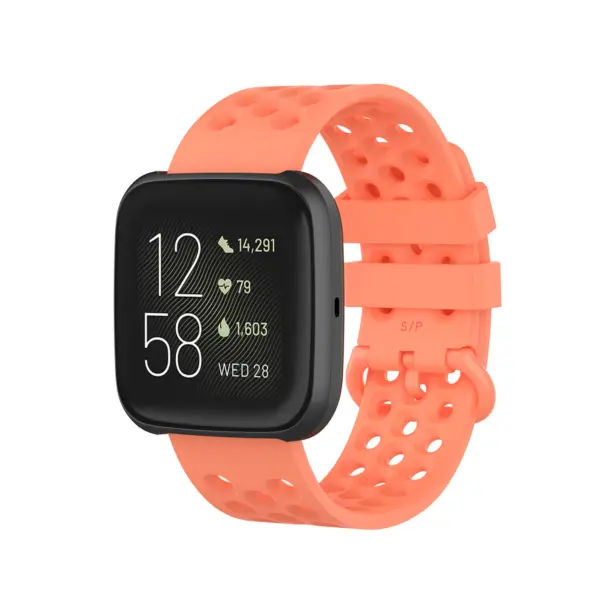 Fb.r49.12 Main Pink Orange StrapsCo Perforated Silicone Rubber Watch Band Strap For Fitbit Versa