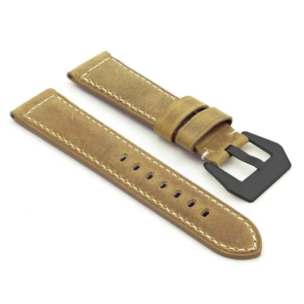 DASSARI Salvage p560a.10.mb Thick Padded Distressed Italian Leather Strap w Black Pre V Buckle in yellow