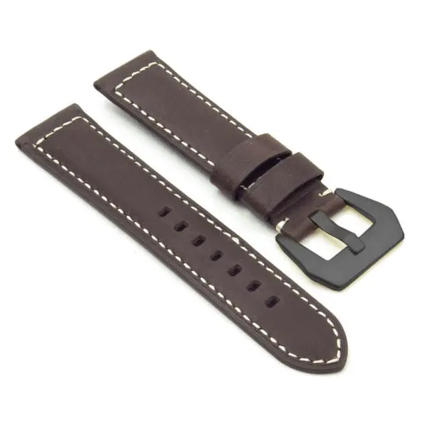 DASSARI Salvage p560a.2.mb Thick Padded Distressed Italian Leather Strap w Black Pre V Buckle in dark brown