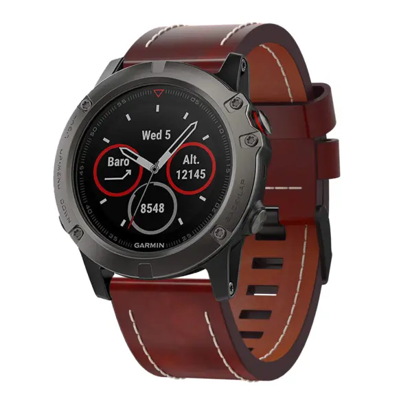 G.l2.2.22.mb Main Brown & White StrapsCo QuickFit 26 Leather Watch Band Strap With Black Buckle For Garmin Fenix 5X & 3 & 3 HR