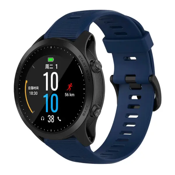 G.r49.5a Main Dark Blue StrapsCo Silicone Rubber Watch Band Strap For Garmin Forerunner 945 & Quatix 5