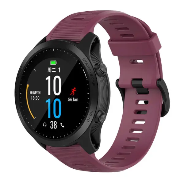 G.r49.18 Main Dark Purple StrapsCo Silicone Rubber Watch Band Strap For Garmin Forerunner 945 & Quatix 5