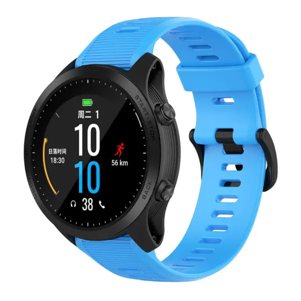G.r49.5 Main Blue StrapsCo Silicone Rubber Watch Band Strap For Garmin Forerunner 945 & Quatix 5