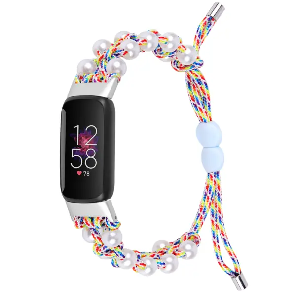 fb.ny36.123 Main Rainbow StrapsCo Adjustable Bead Strap for Fitbit Luxe Nylon Canvas Strap Band