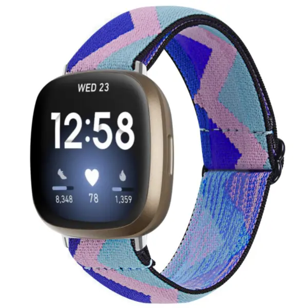 fb.ny30.a Main Azure StrapsCo Pattern Elastic Nylon Watch Strap Fitbit Sense Versa 3