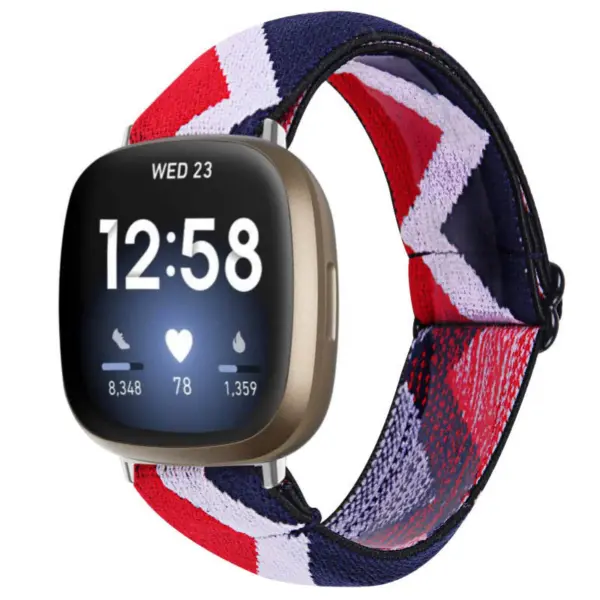 fb.ny30.g Main USA StrapsCo Pattern Elastic Nylon Watch Strap Fitbit Sense Versa 3