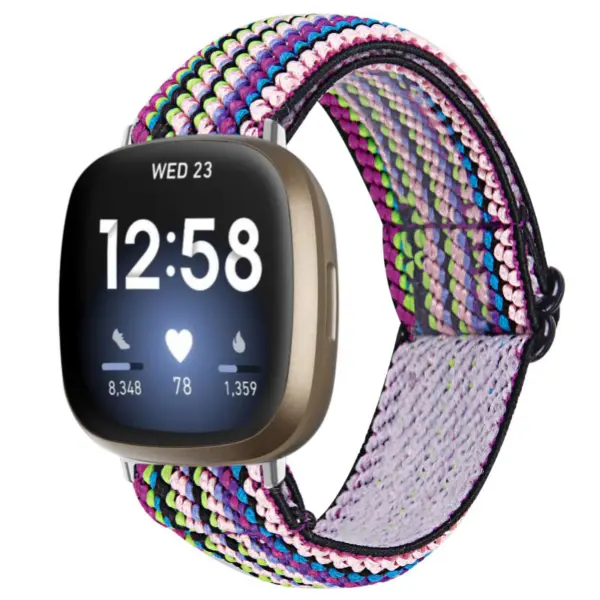 fb.ny30.h Main Woven Stripes StrapsCo Pattern Elastic Nylon Watch Strap Fitbit Sense Versa 3