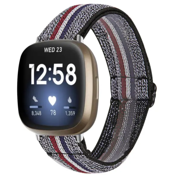 fb.ny30.p Main Vintage Stripe StrapsCo Pattern Elastic Nylon Watch Strap Fitbit Sense Versa 3