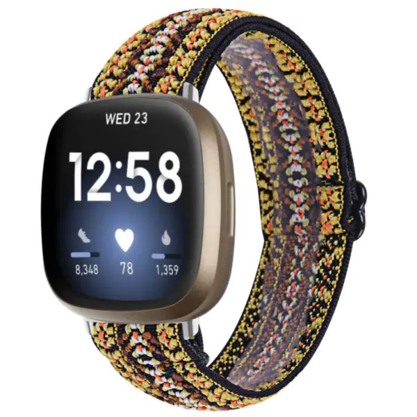 fb.ny30.t Main Hippie StrapsCo Pattern Elastic Nylon Watch Strap Fitbit Sense Versa 3