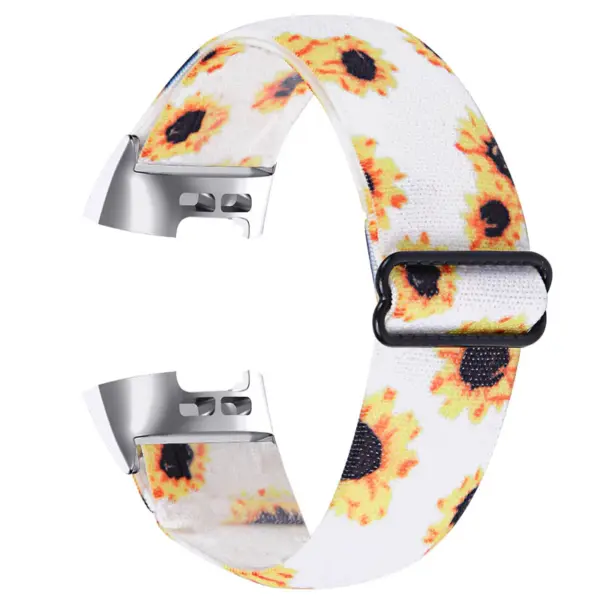 fb.ny22.b Back Sunflowers StrapsCo Elastic Nylon Watch Band Strap for Fitbit Charge 3 Charge 4