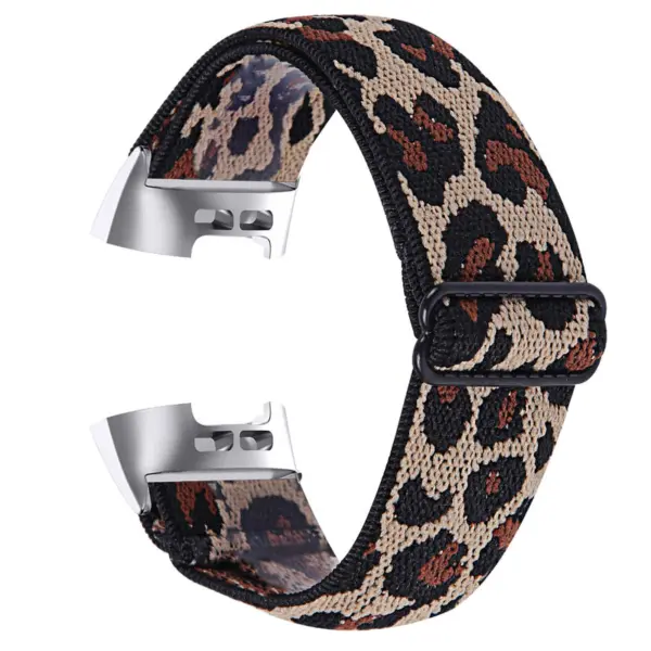 fb.ny22.c Back Leopard StrapsCo Elastic Nylon Watch Band Strap for Fitbit Charge 3 Charge 4
