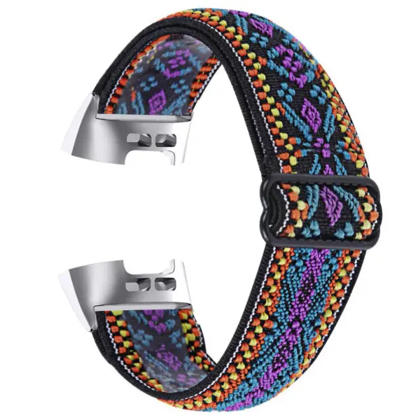 fb.ny22.e Back Tribal Multi StrapsCo Elastic Nylon Watch Band Strap for Fitbit Charge 3 Charge 4