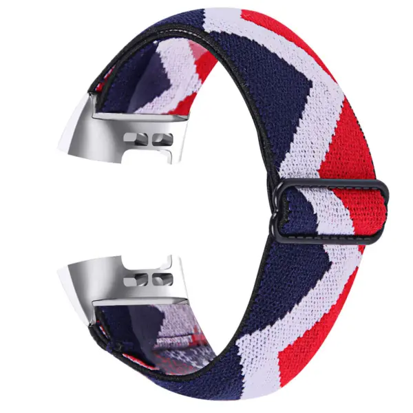 fb.ny22.g Back American Zigzag StrapsCo Elastic Nylon Watch Band Strap for Fitbit Charge 3 Charge 4