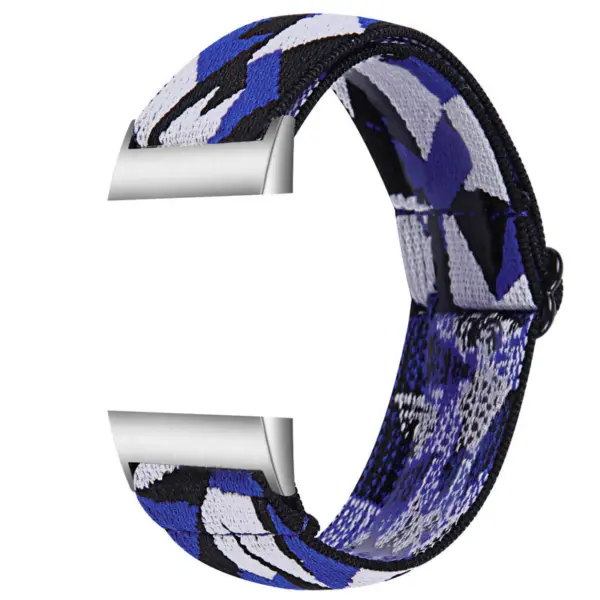 fb.ny22.i Main Blue Facets StrapsCo Elastic Nylon Watch Band Strap for Fitbit Charge 3 Charge 4