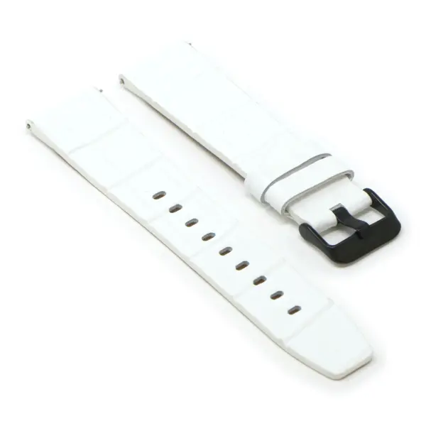 Lmx.fb.l29.22.mb Angle White (Black Buckle) StrapsCo 23mm Crocodile Croc Leather Watch Band Strap Fits Luminox