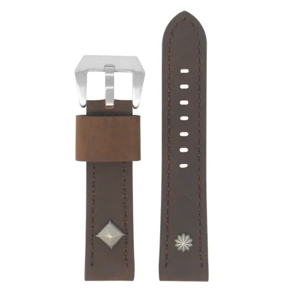 X6.2 Up Brown StrapsCo Thick Vintage Leather Military Rivet Watch Band Strap 20mm 22mm 24mm