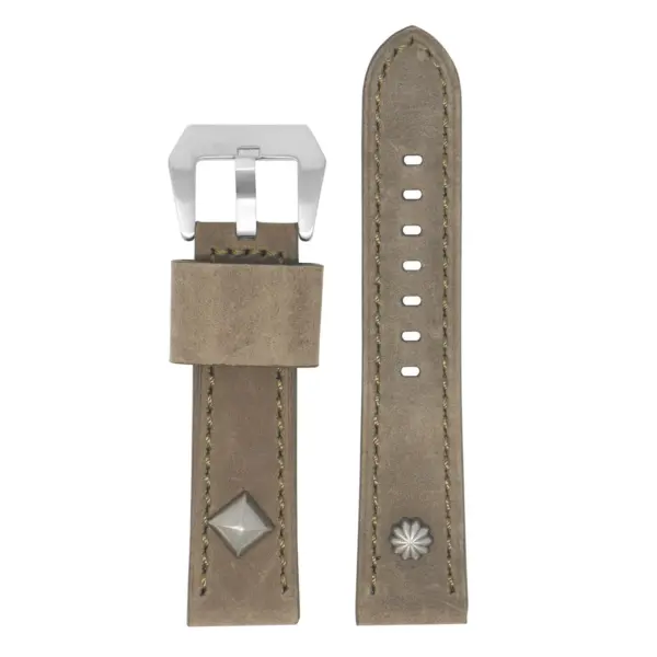 X6.11 Up Military Green StrapsCo Thick Vintage Leather Military Rivet Watch Band Strap 20mm 22mm 24mm
