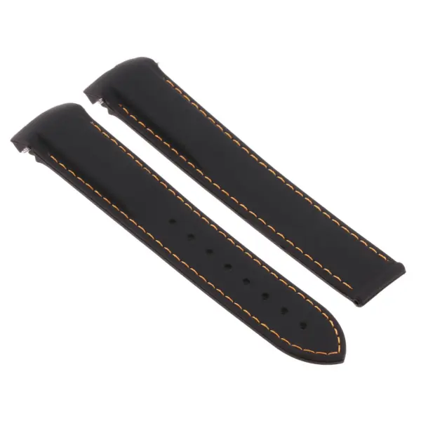 R.om4.1.12 Main Black & Orange Strapsco Silicone Rubber Watch Band For Omega Seamaster Planet Ocean