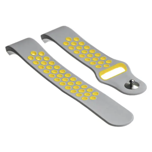 Fb.r13.7.10 Silicone Sport Band In Grey And Yellow