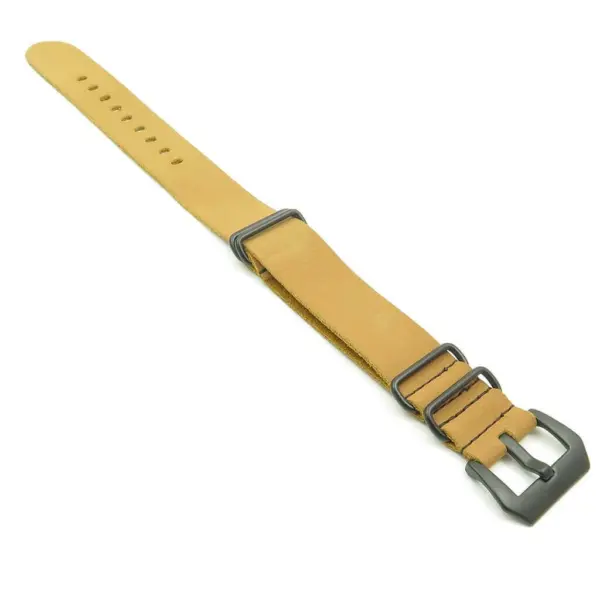 NT.8.pv.mb Leather NATO Strap w Black Pre V Buckle in Tan