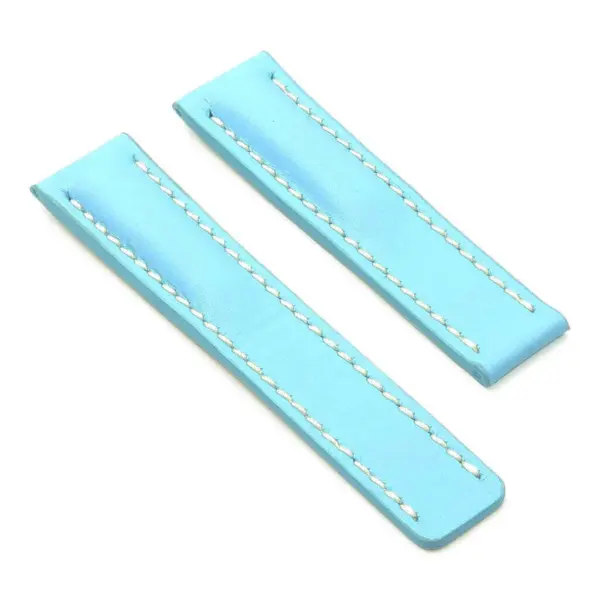 DASSARI Capital brc2.5.22 Smooth Italian Leather Strap for Deployment Clasp in light blue with white stitching