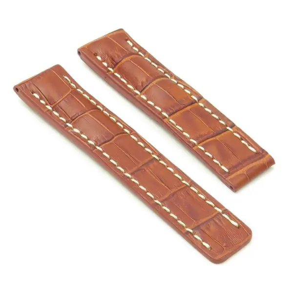 DASSARI Vantage brt11.c.9 Padded Crocodile Embossed Leather Strap for Deployment Clasp in rust
