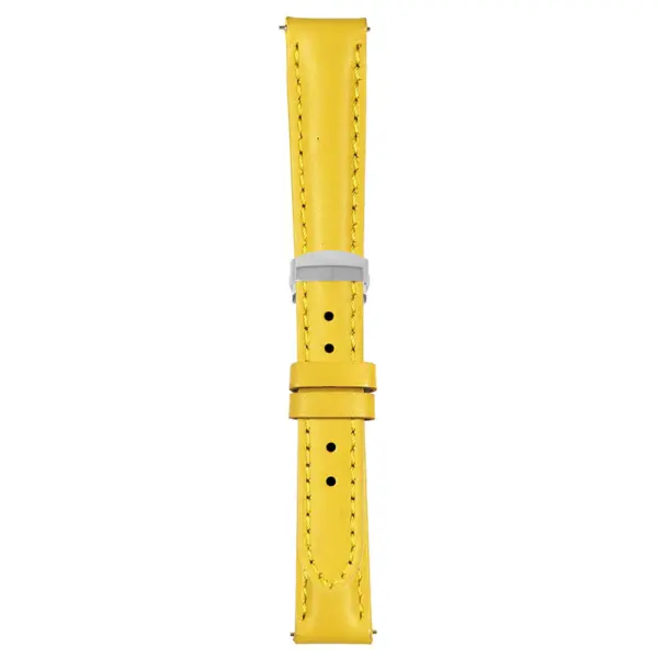 Yellow Classic Women's Strap with Deployant Polished Silver Clasp