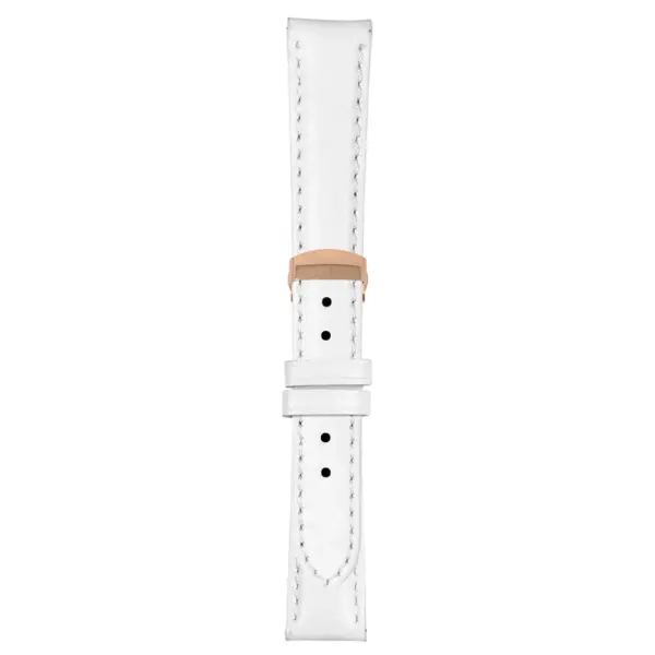 White Classic Women's Strap with Deployant Rose Gold Clasp