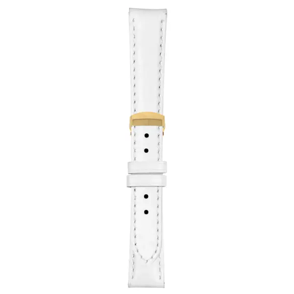 White Classic Women's Strap with Deployant Yellow Gold Clasp
