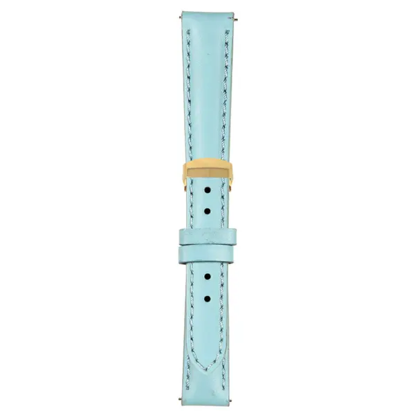 Light Blue Classic Women's Strap with Deployant Yellow Gold Clasp