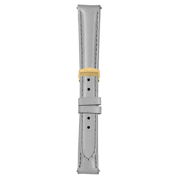 Light Grey Classic Women's Strap with Deployant Yellow Gold Clasp