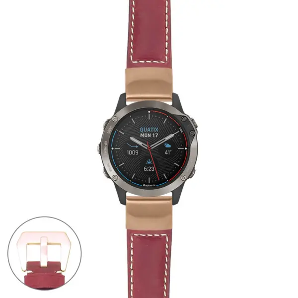 g.qtx6.p560a Main Red StrapsCo DASSARI Salvage Thick Padded Distressed Italian Leather Watch Band Strap with Rose Gold Buckle