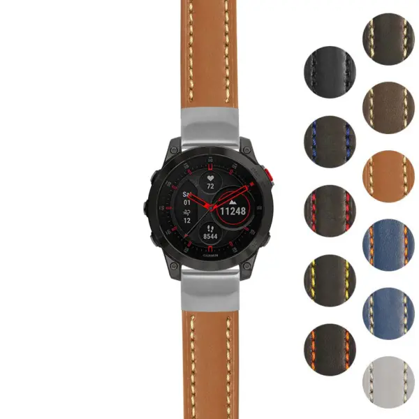 g.ep2.st23 Gallery Tan & White StrapsCo Heavy Duty Mens Leather Watch Band Strap 20mm