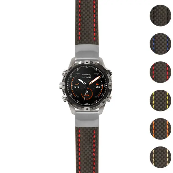 g.mrq2.st25 Gallery Black & Red StrapsCo Heavy Duty Carbon Fiber Watch Strap 20mm
