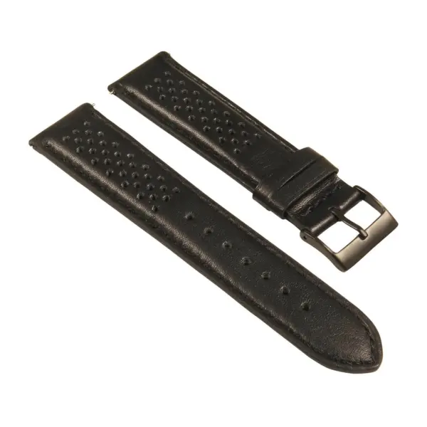 st22.1.1.mb Angle Black Perforated Rally Strap with Matte Black Buckle