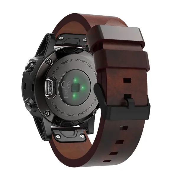 G.l1.2.mb Back Brown StrapsCo QuickFit 22 Leather Watch Band Strap With Black Buckle For Garmin Fenix 5 & Forerunner 935 & Instinct