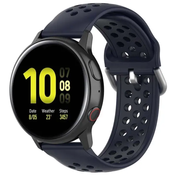 s.r21.5 Main Blue StrapsCo Buckle and Tuck Perforated Silicone Rubber Watch Strap for Samsung Galaxy Watch Active 20mm 22mm