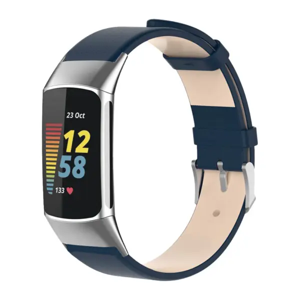 Fb.l45.5 Main Deep Sea Blue StrapsCo Genuine Leather Strap For Fitbit Charge 5 Band