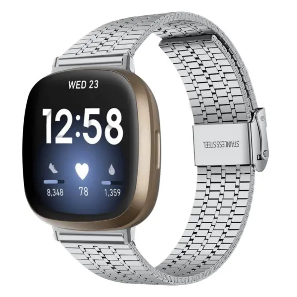 fb.m144.ss Main Silver StrapsCo Modern Metal Band for Fitbit Versa 3