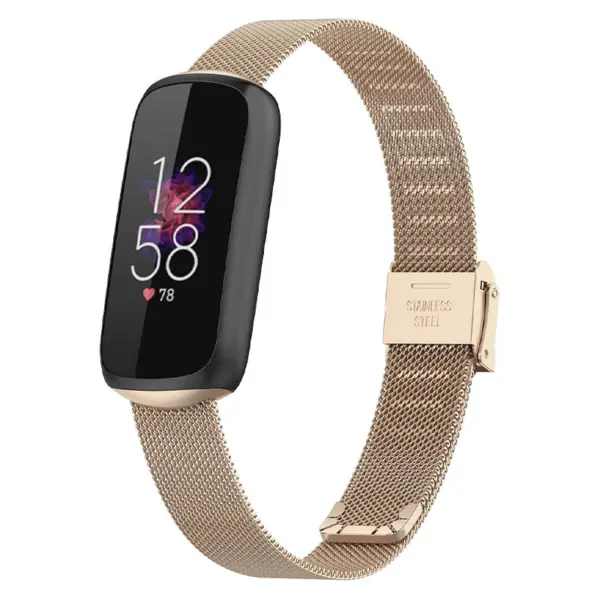 fb.m145.tg Main Retro Gold StrapsCo Stainless Steel Mesh Watch Band Strap with Clasp for Fitbit Luxe