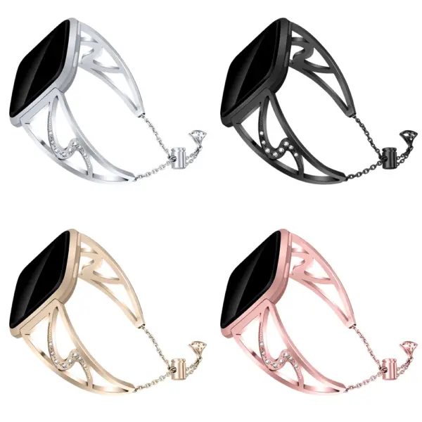 fb.m100 All Colors StrapsCo Stainless Steel Adjustable Bracelet with Rhinestones for Fitbit Versa
