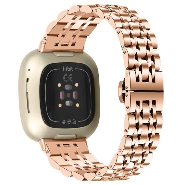 fb.m133.rg Back Rose Gold StrapsCo Stainless Steel Bracelet Watch Band w Hidden Clasp for Fitbit Versa 3 Fitbit Sense
