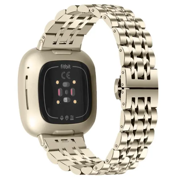 fb.m133.tg Back Retro Gold StrapsCo Stainless Steel Bracelet Watch Band w Hidden Clasp for Fitbit Versa 3 Fitbit Sense