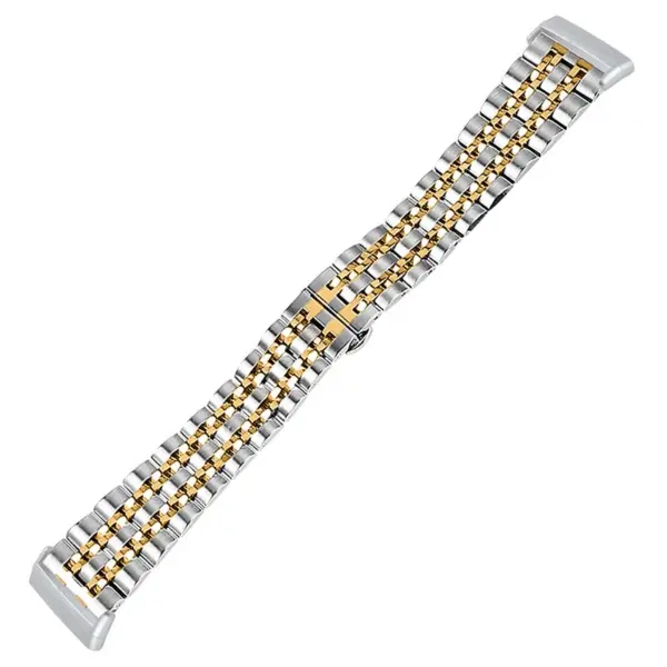 fb.m133.ss .yg Angle Silver Yellow Gold StrapsCo Stainless Steel Bracelet Watch Band w Hidden Clasp for Fitbit Versa 3 Fitbit Sens