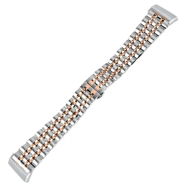 fb.m133.ss .rg Angle Silver Rose Gold StrapsCo Stainless Steel Bracelet Watch Band w Hidden Clasp for Fitbit Versa 3 Fitbit Sense