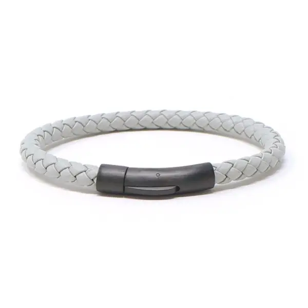 bx3.22.mb Main White Brushed Black Clasp StrapsCo Leather Bolo Bracelet