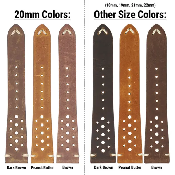 ra10 All Colors compared DASSARI Distressed Perforated Leather Watch Band Strap 20mm