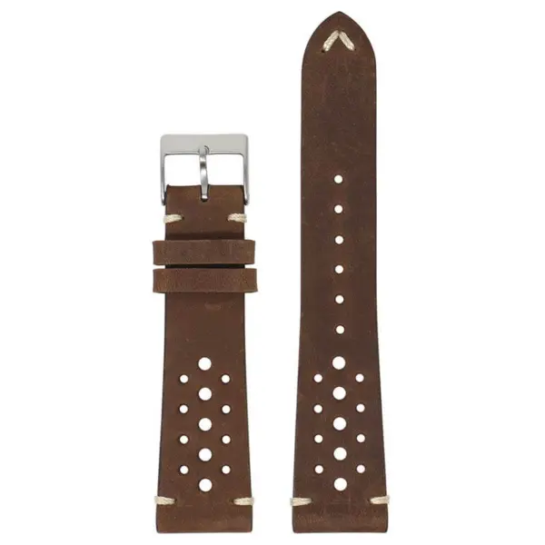 ra10.9 Main Brown DASSARI Distressed Perforated Leather Watch Band Strap 18mm 19mm 20mm 21mm 22mm